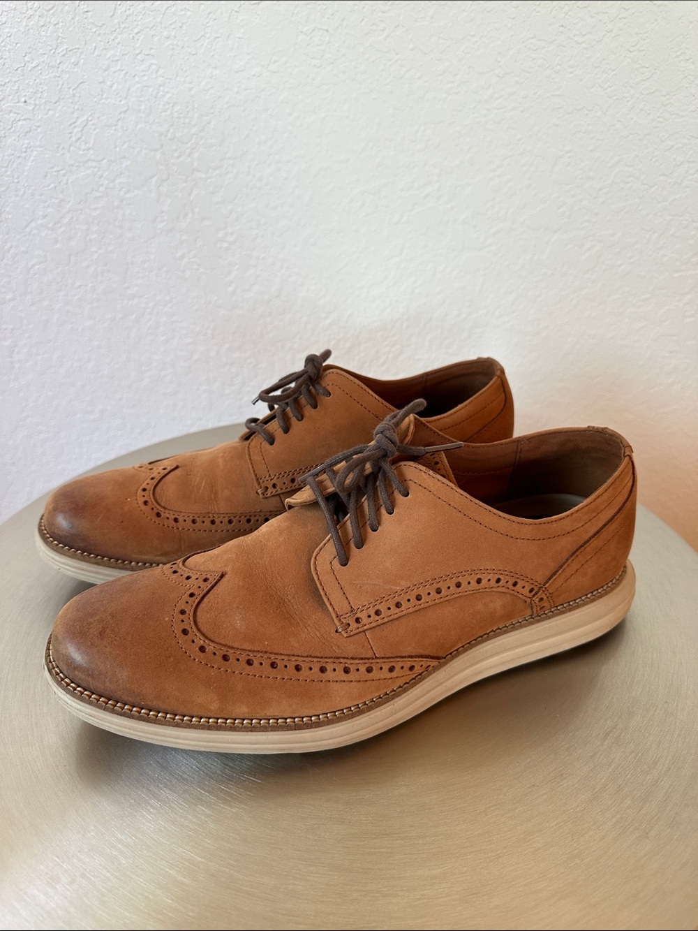Cole Haan Brown Suede Wingtip Derby Shoes - Original Ground